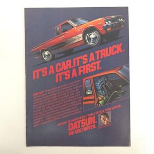 Vintage Datsun King Cab Pickup Truck Print Ad 1978 Japanese Car Show Display Art